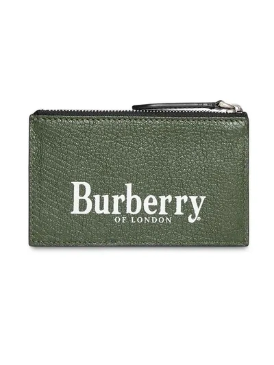 Shop Burberry Logo Print Leather Zip Card Case In Black