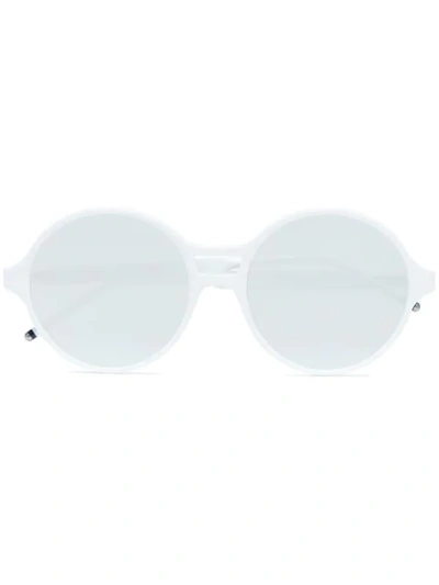 Shop Thom Browne White Round Frame Mirror Sunglasses