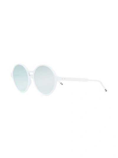 Shop Thom Browne White Round Frame Mirror Sunglasses