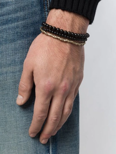 Shop Andrea D'amico Beaded Multi String Bracelet In Black