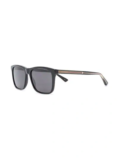 Shop Gucci Rectangular Framed Sunglasses In Black