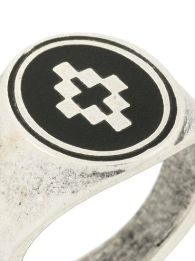 Shop Marcelo Burlon County Of Milan Cross Ring In 9110 Silver Black