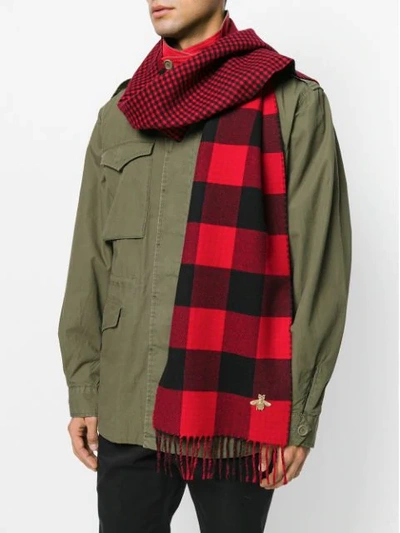 Shop Gucci Checked Scarf In Red