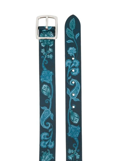 Shop Etro Branded Print Belt In Blue