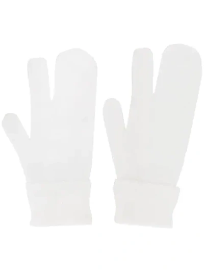 Shop Maison Margiela Knitted One-finger Mittens In White