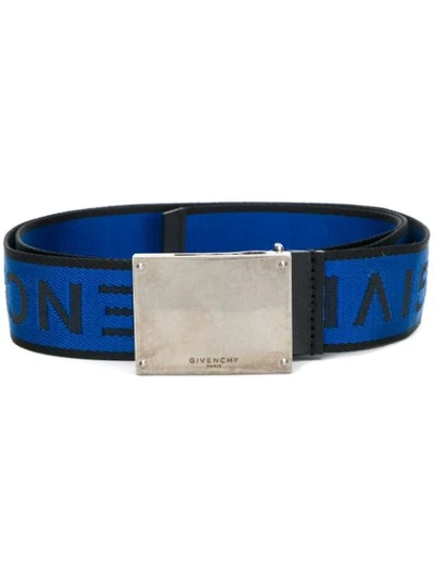 Shop Givenchy Logo Buckle Belt In Blue
