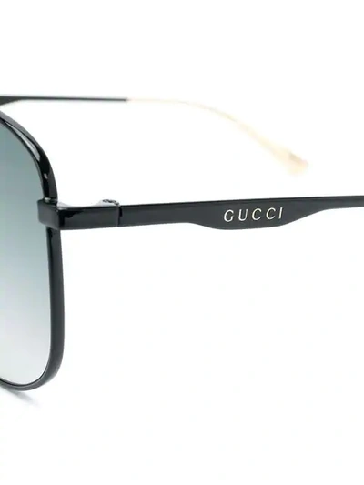 Shop Gucci Square Aviator Sunglasses In Black