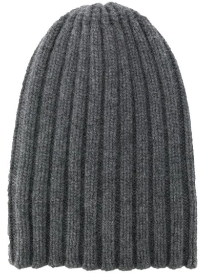 Shop Laneus Ribbed Knit Beanie In Grey