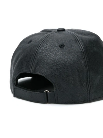 Shop Givenchy Embroidered Logo Leather Cap In Black