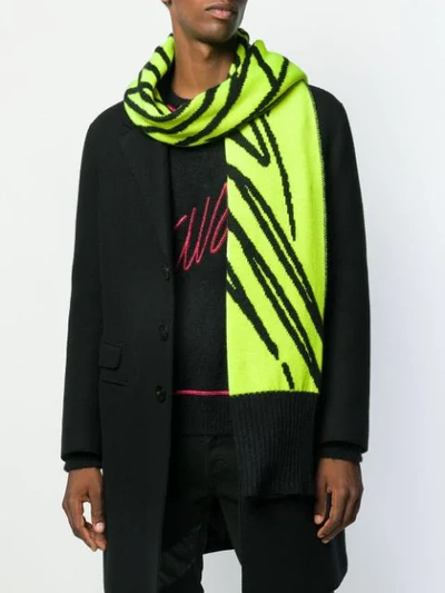 Shop Just Cavalli Woven Logo Scarf In Green