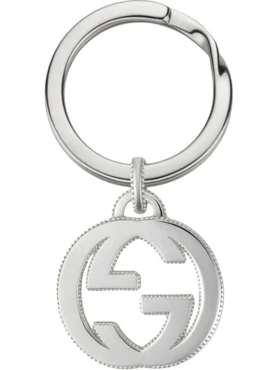 Shop Gucci Interlocking G Keychain In Silver In Metallic