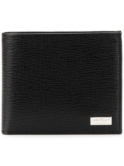 Shop Ferragamo Salvatore  Foldover Textured Wallet - Black