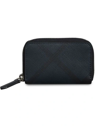 Shop Burberry London Check Ziparound Coin Case In Blue