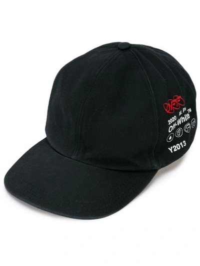 OFF-WHITE LOGO EMBROIDERED BASEBALL CAP - 黑色
