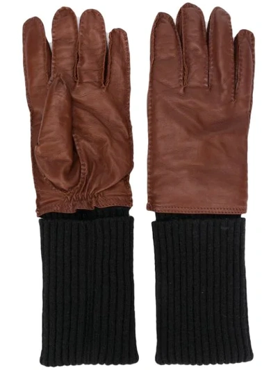 Shop Ami Alexandre Mattiussi Leather Gloves In Brown