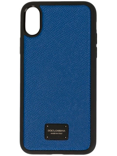 Shop Dolce & Gabbana Logo Plaque Iphone X Case In Blue