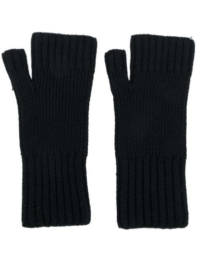 Shop Ami Alexandre Mattiussi Fisherman's Rib Fingerless Gloves In Black