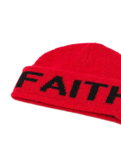 Shop Faith Connexion Logo Intarsia Knit Beanie - Red