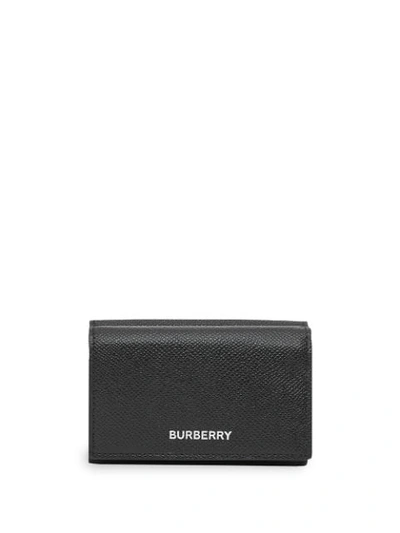 Shop Burberry Small Logo-print Folding Wallet In Black