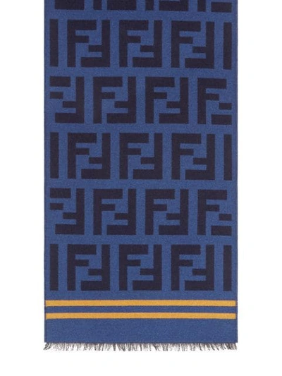 Shop Fendi Ff Motif Scarf In Blue