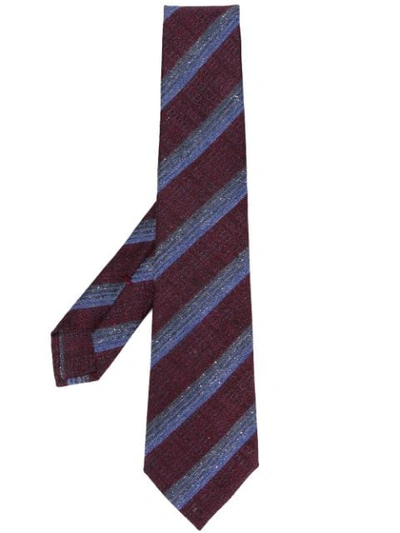 Shop Kiton Striped Woven Tie - Pink