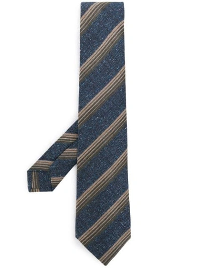 Shop Kiton Classic Striped Tie In Blue