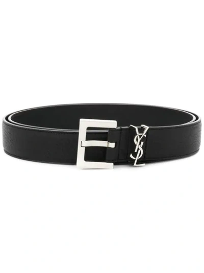 Saint Laurent Cassandre Belt Square Buckle Accessories In Black
