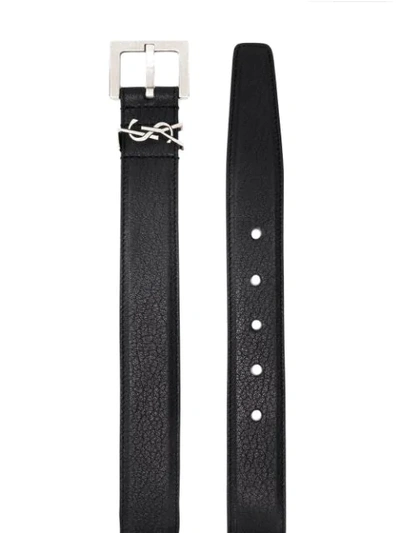 Saint Laurent Cassandre Belt Square Buckle Accessories In Black