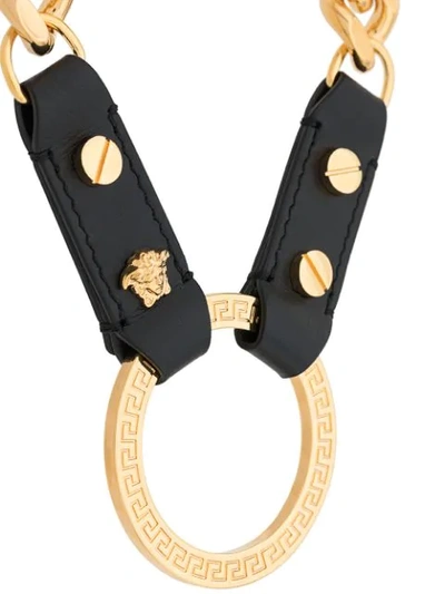 Shop Versace Round Greca Pendant Necklace In Gold
