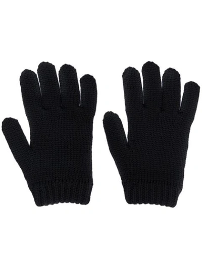 Shop Prada Lightning Bolt Knitted Gloves In Black