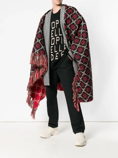 Shop Gucci Gg Diamond Oversized Scarf In 1074 Red/black