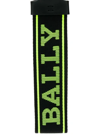 Shop Bally Logo Print Keyring In Black