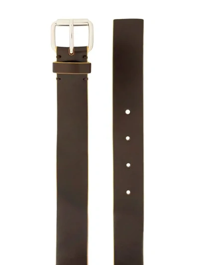 Shop Marni Contrast Piped Trim Belt In Brown ,yellow