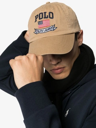 Shop Polo Ralph Lauren Logo-embroidered Baseball Cap In Neutrals