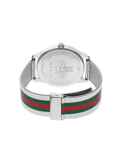 Gucci Ya126284 G-timeless Contemporary Stainless Steel Watch In Gray/red |  ModeSens