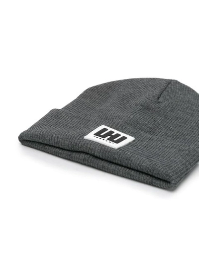 Shop Les Hommes Logo Knitted Hat In Grey