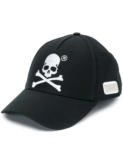 Shop Philipp Plein Embroidered Skull Baseball Cap In Black