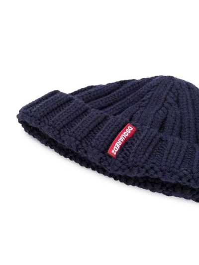 Shop Dsquared2 Chunky Knit Beanie - Blue