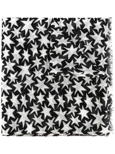 Shop Saint Laurent Star Print Scarf In Neutrals