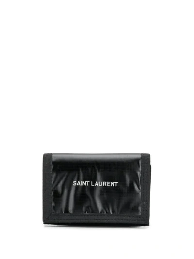 Shop Saint Laurent Nuxx Logo Print Wallet In Black