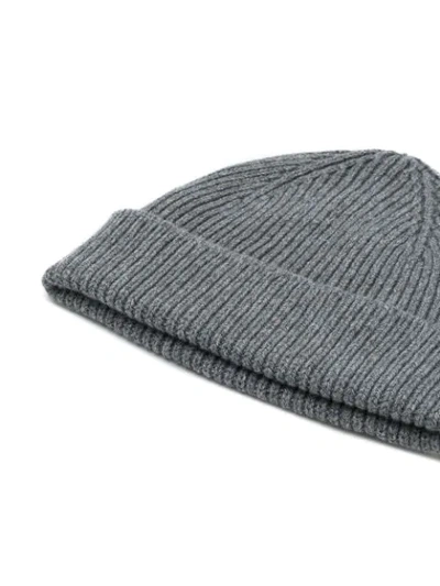 Shop Paul Smith Classic Knitted Beanie Hat In Grey