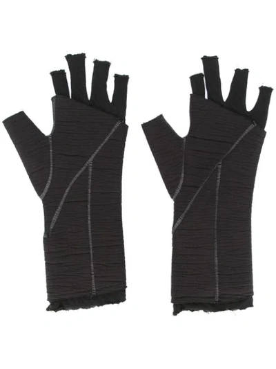 Shop Thom Krom Fingerless Gloves In Black
