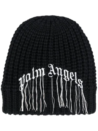 Shop Palm Angels Embroidered Logo Beanie In Black