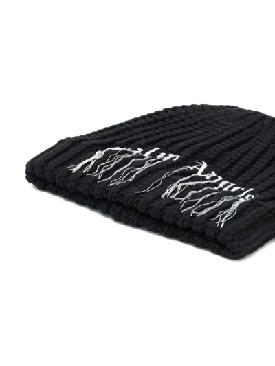 Shop Palm Angels Embroidered Logo Beanie In Black