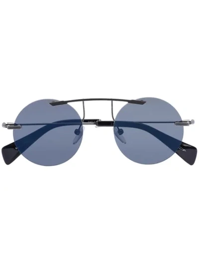 Shop Yohji Yamamoto Black Yy7011 Round Metal Sunglasses