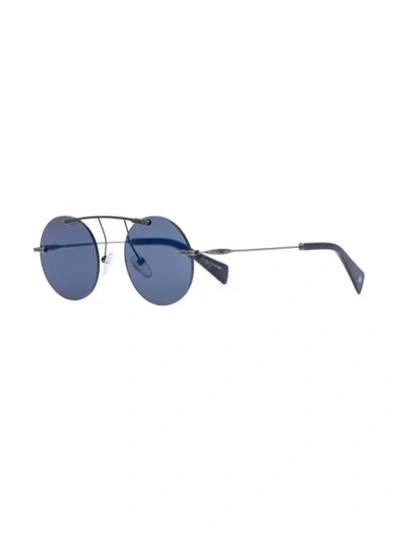 Shop Yohji Yamamoto Black Yy7011 Round Metal Sunglasses