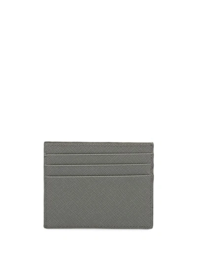 Shop Prada Saffiano Stripe Card Holder In Grey