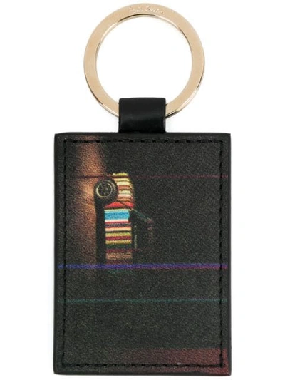 Shop Paul Smith Mini Print Keyring In Black