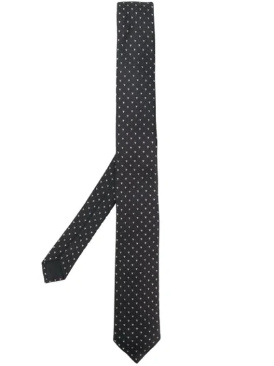 Shop Saint Laurent Ysl Logo Jacquard Tie - Black