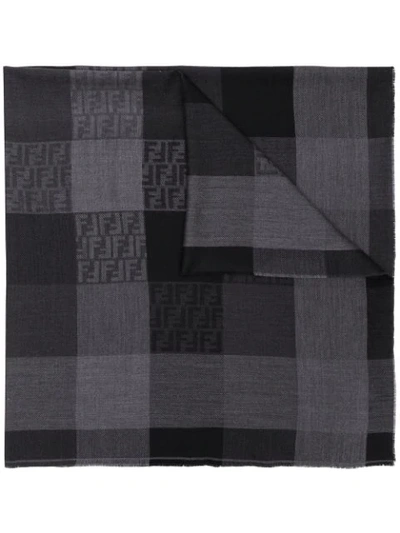 Shop Fendi Tonal Ff Check Shawl - Black